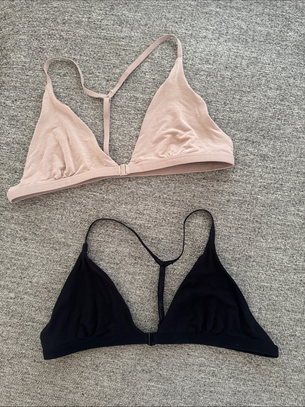 lululemon athletica Soft Triangle Bralettes in Black and Light Pink